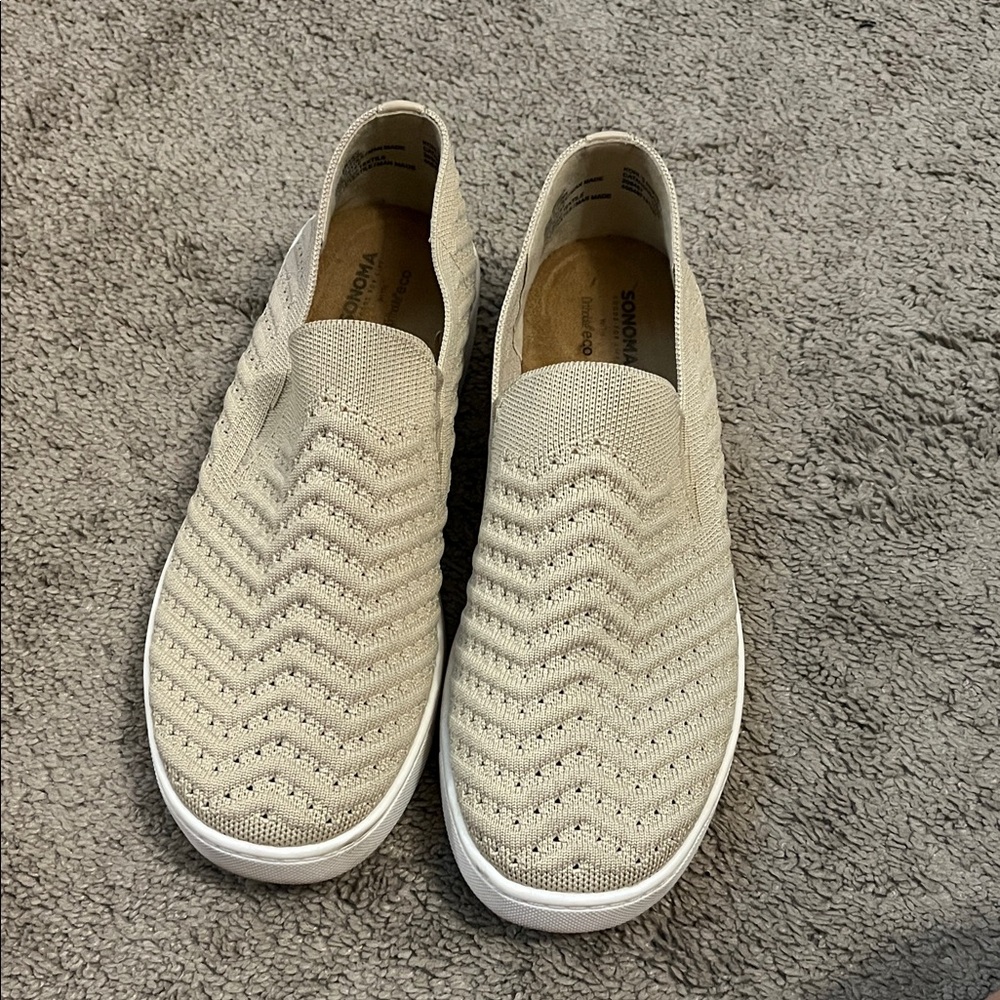 Sonoma Cream Knit Slip-On Sneakers